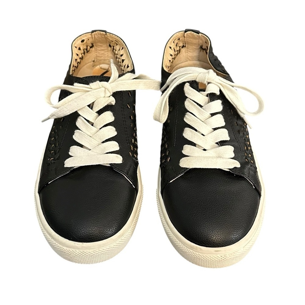 Sam Edelman Raina Lace-Up Sneakers Black White 7 - Picture 3 of 12